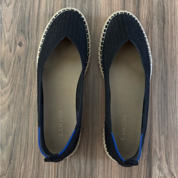 Rothy's Black Espadrille Flats with Ribbon Ties - Picture 3 of 4